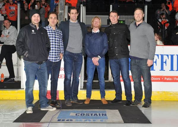 Jeff Legue, second left, with Joe Talbot, Rod Sarich, Geoff Woolhouse, Mark Thomas and Steve Munn