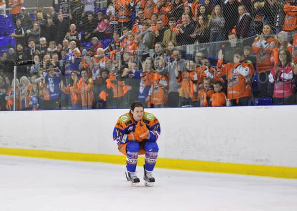 Levi Nelson celebrates man of the match status