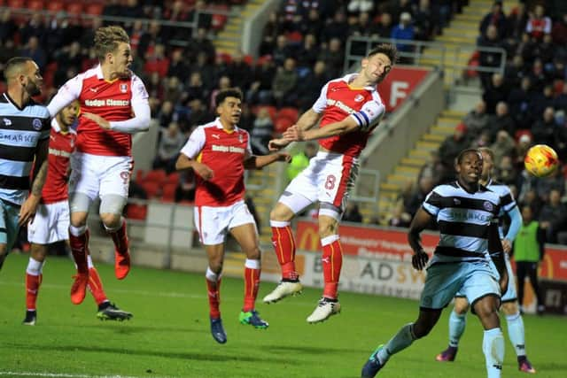 Lee Frecklington heads for goal