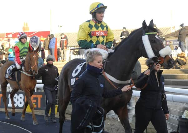 Horses circling the paddock during the big Christmas meeting at Wetherby, one of many racecourses to stage thrilling action during the festive holiday.