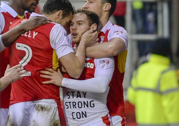 Jon Taylor scores. Pictures: Dean Atkins