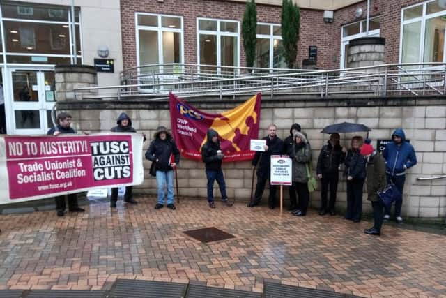 Protesters in Sheffield city centre.