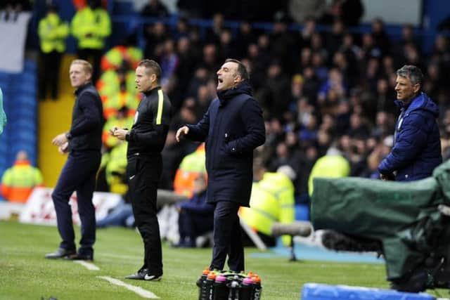 Carlos Carvalhal on the sidelines at Elland Road