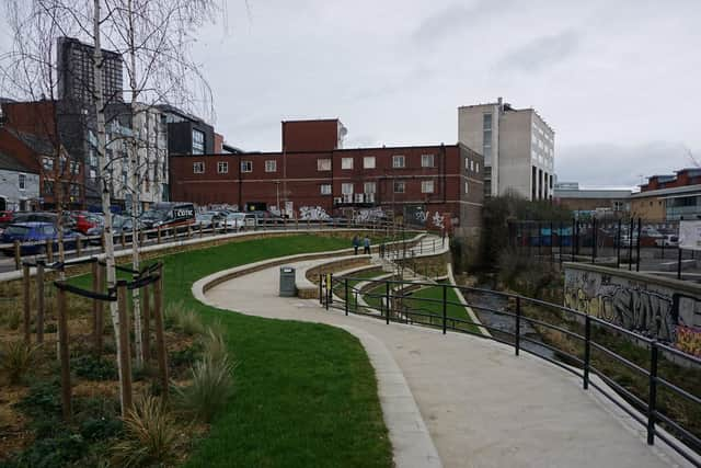 The pocket park off Sidney Street.