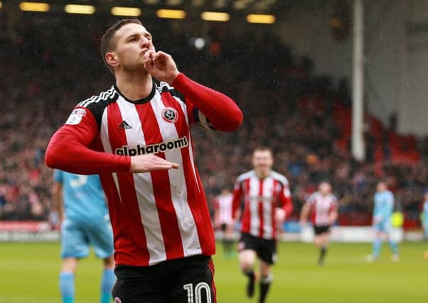 Billy Sharp's pointed celebration after his goal against Bolton