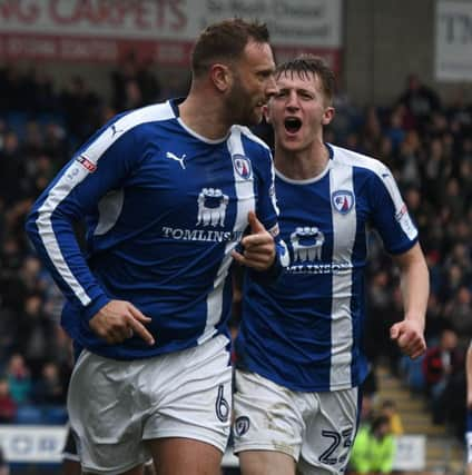 Picture Andrew Roe/AHPIX LTD, Football, EFL Sky Bet League One, Chesterfield Town v Shrewsbury Town, Proact Stadium, 11/03/17, K.O 3pm

Chesterfield's Ian Evatt celebrates his equaliser

Andrew Roe>>>>>>>07826527594