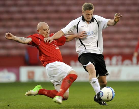 Ryan White, left, has played 1,000 matches for Athersley Rec