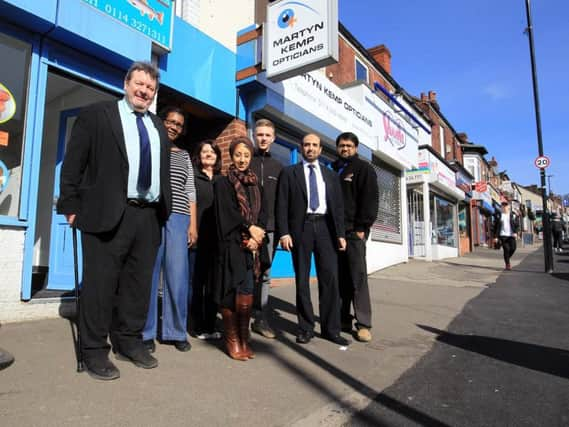 Traders and councillors in Bellhouse Road, Firth Park (Chris Etchells)