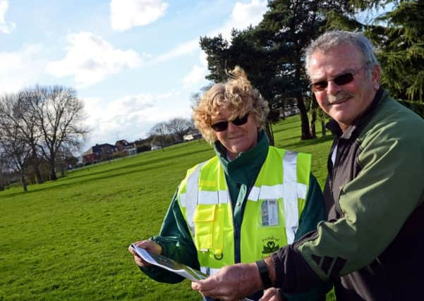 Sandra and Don Crabtree, pictured at the new location for the planned new play Area at Sandall Park. Picture: Marie Caley NDFP Sandall Park Play MC 2