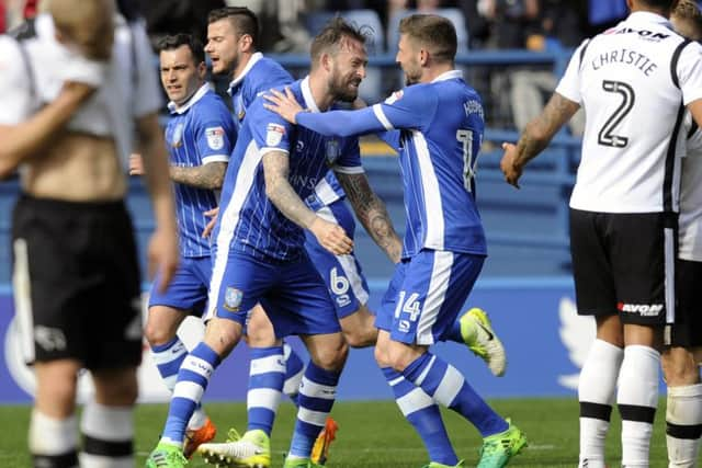 Celebrating Owls scorers Steven Fletcher and Gary Hooper.....Pic Steve Ellis