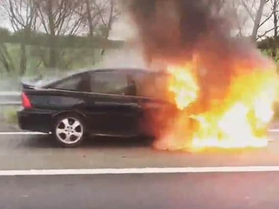 Car fire - image on Twitter via @leannemusic