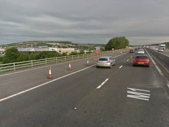 Just before 2pm a 31-year-old man, who police have described as being'in the carriageway', was involved in a collision with a white flatbed heavy goods lorry on the Tinsley viaduct near to junction 34.