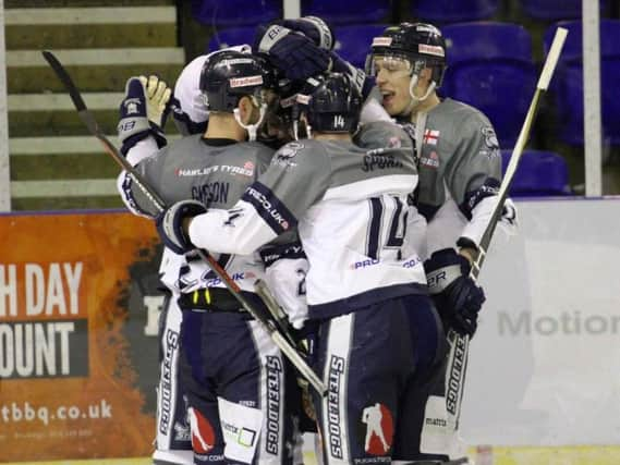 Steeldogs celebrate. Pic: Peter Best