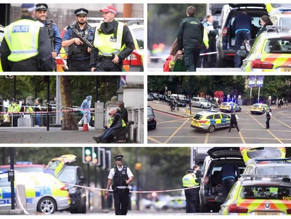 Passengers have been injured after a car reportedly mounted the pavement outside the Natural History Museum in London.