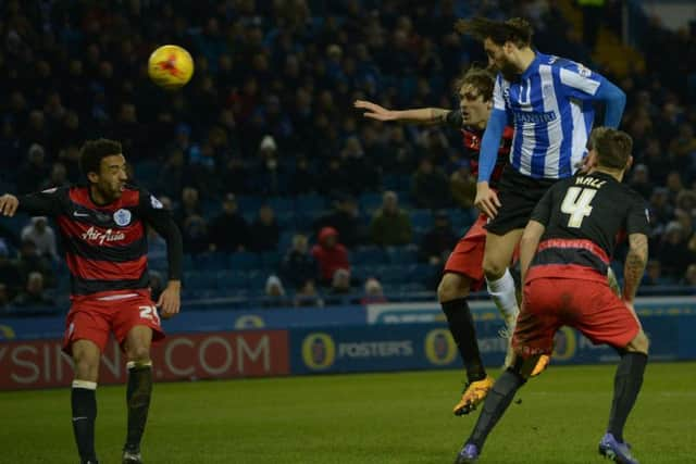 Atdhe Nuhiu roses to head in against QPR in February 2016 - his last goal before Wednesday night's equaliser against Ipswich Town