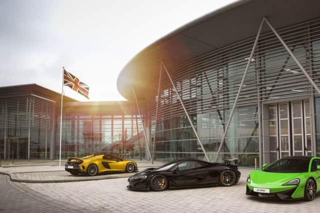 McLaren cars outside Factory 2050