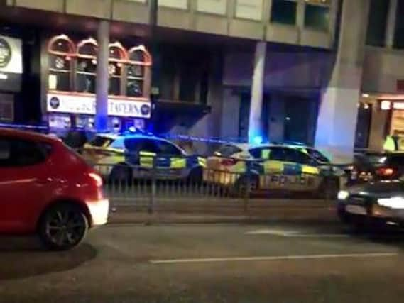 The scene in Arundel Gate, Sheffield city centre