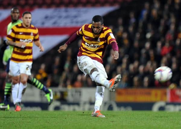 8 January 2013..... Bradford City V Aston Villa, League Cup Semi Final first leg.
Bantams Zavon Hines