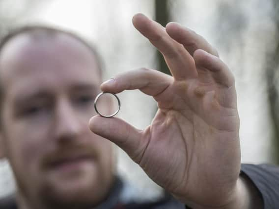 Andrew Bilsborrow with the wedding ring.