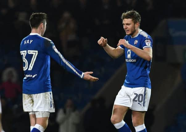 Picture Andrew Roe/AHPIX LTD, Football, EFL Sky Bet League Two, Chesterfield FC v Luton Town, Proact Stadium, 13/01/18, K.O 3pm

Chesterfield's Laurence Maguire and Josh Kay celebrate their sides win

Andrew Roe>>>>>>>07826527594