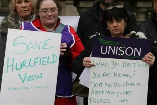 Protesters demonstrating against the care home's closure