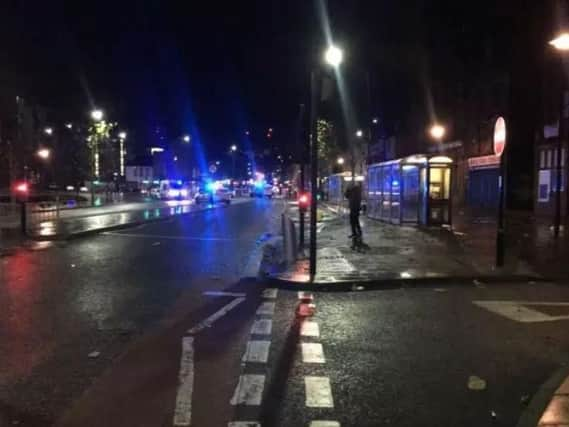 Police officers in the Wicker area of Sheffield after violence flared on Saturday, December 23.