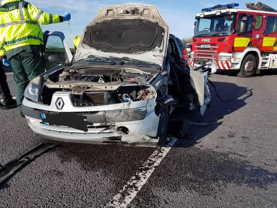 The scene on the collision on the M18 near Thorne.