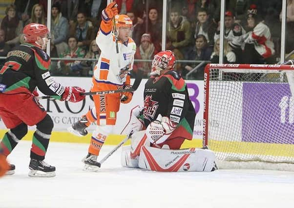 Eric Neiley scores against Cardiff to make it 1-1 on the night