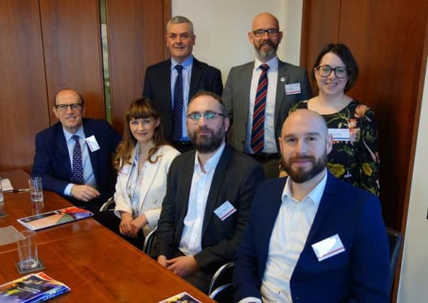 From left: David Topham, director of developers CTP, Amy Oakley, lawyer at Henry Boot, Simon Collingwood director of Quatro PR and Kris Hudson, economist at Turner & Townsend. Rear: Martin McKervey, partner at CMS, Tom Oulton of Constructing Excellence Yorkshire and the Humber and CMS solicitor Rebecca Roffe.