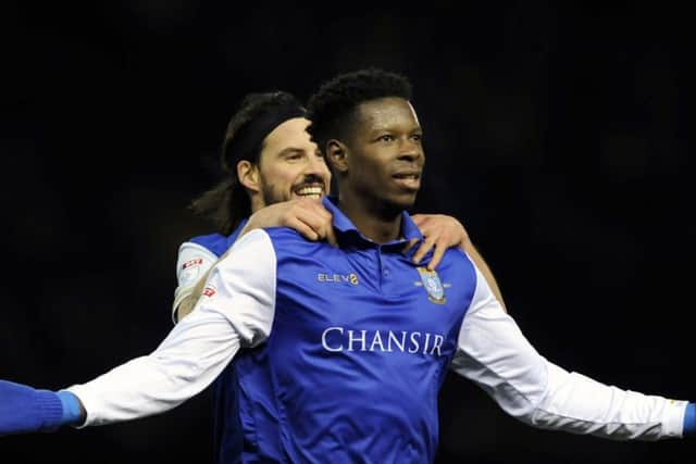 Lucas Joao celebrates his first goal ......Pic Steve Ellis