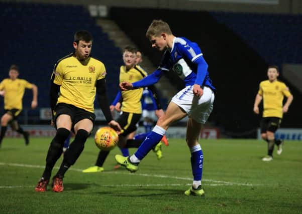 Chesterfield v Belper Town in the Derbyshire Senior Challenge Cup quarter final, Tuesday January 9th 2018.  Chesterfield player Charlie Wakefield in action. Picture: Chris Etchells