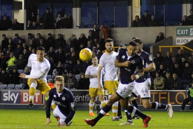 GOAL...Owls Joey Pelupessy scores.....Piuc Steve Ellis