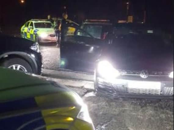 Police officers stopped a car over the theft of items from the Apple store in Meadowhall