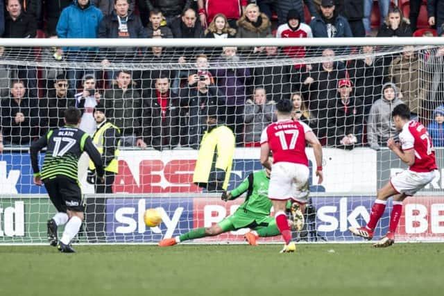 Joe Newell hits the winner against Rovers from the penalty spot