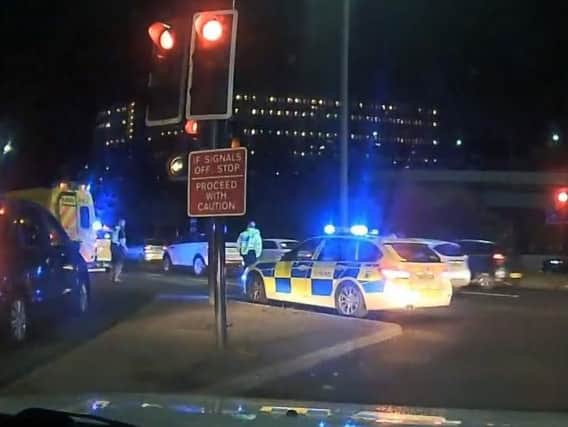 Dashcam footage shows scene of the smash on Park Square roundabout