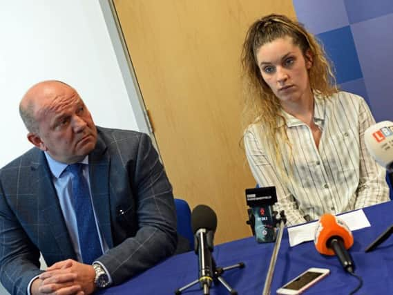 Detective Chief Inspector Stephen Handley, pictured with Kelsey Dixon, Jarvin Blake's fiancee. Picture: Marie Caley,