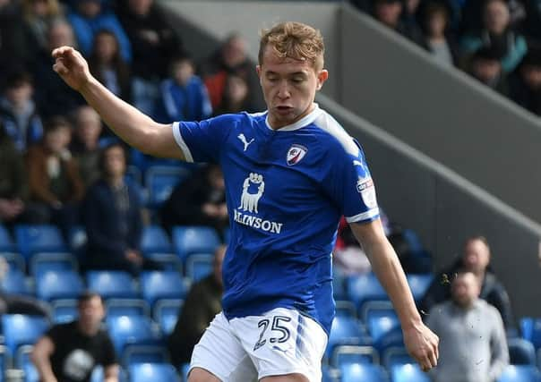 Picture Andrew Roe/AHPIX LTD, Football, EFL Sky Bet League Two, Chesterfield v Mansfield Town, Proact Stadium, 14/04/18, K.O 1pm

Chesterfield's Louis Reed has a shot on goal

Andrew Roe>>>>>>>07826527594