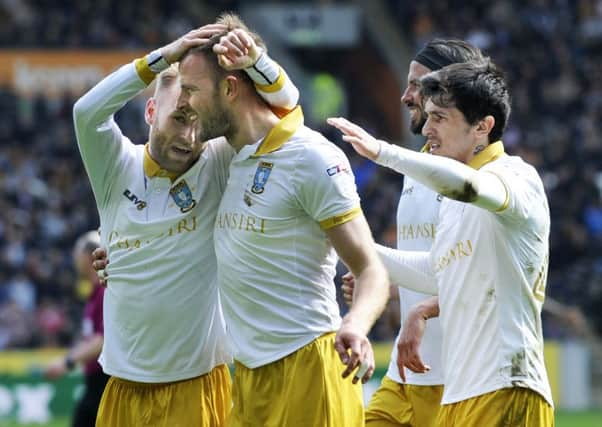 GOAL.....Jordan Rhodes winning goal celebrations.......Pic Steve Ellis