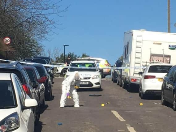 Forensic experts in Bransby Street, Upperthorpe, after a gun was fired at houses