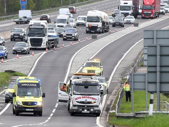 A van driver was taken to hospital after a collision with a lorry this morning