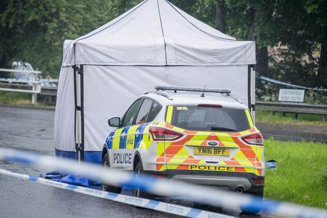 Police at the scene in Lowedges, where a 15-year-old boy was stabbed to death