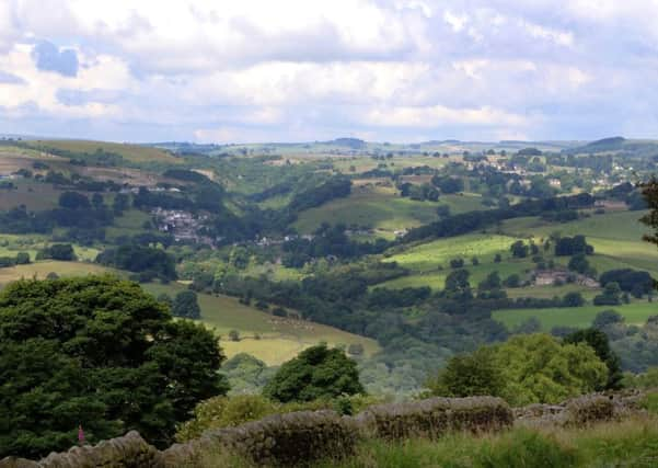 The view from below Curbar Edge in the Peak District.