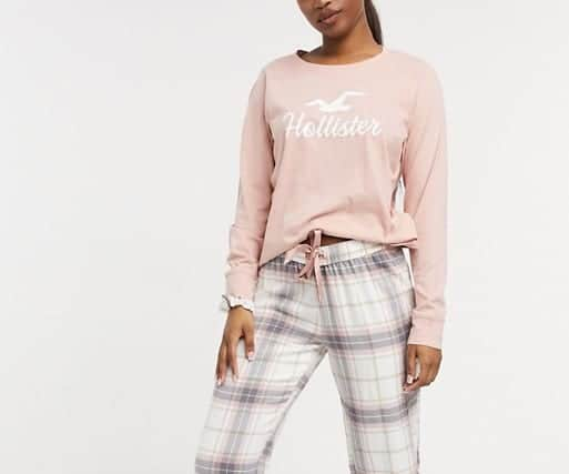 Hollister flannel sleep set in pink, £39